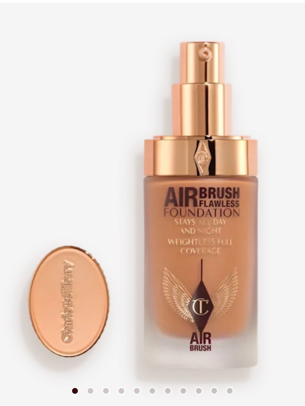 Charlotte Tilbury Airbrush Flawless Foundation — Warm Tan with Rose Gold Accents